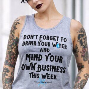 NWT medium gray tank top. Mind Your Own Business. Funny Gift For Her. Summer